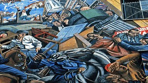 Mural depicting the Battle of Cable Street, 4 October 1936